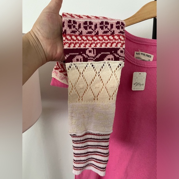 NWT FREE PEOPLE WE THE FREE All In Cuff Top In Blush Combo MSRP $78 Size M - Picture 7 of 10